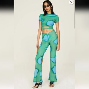 Arthur Apparel Green Ring Flare Bamboo Pants Leggings Size 6